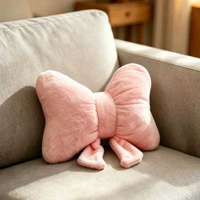 Image de Coussin décoratif 3D avec nœud, 30 cm, coussin en peluche pour canapé