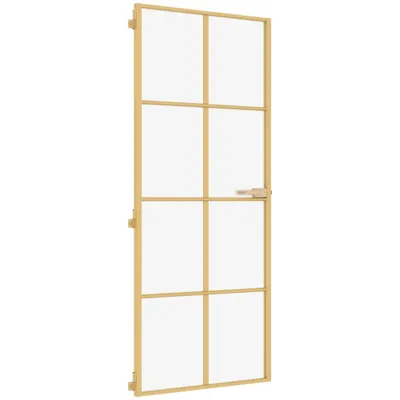 Zdjęcie produktu dla vidaXL Drzwi wewnętrzne Slim Golden 83x201,5 cm szkło hartowane i aluminium