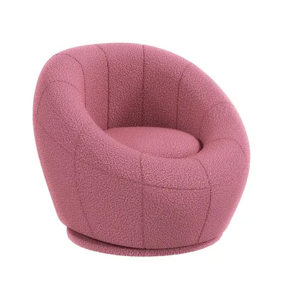 Produktbild von Freizeitsessel Drehbarer Loungesessel Plüschsessel Wohnzimmerstuhl bis 120 kg Belastbar rosa