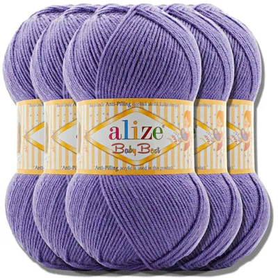 Produktbild von Alize 5x 100g Baby Best Wolle, Antipilling, Uni, Häkeln, Stricken (Periwinkle | 851)