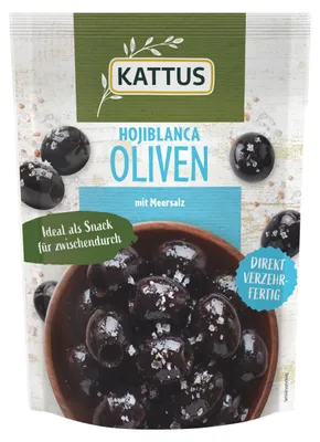 Produktbild von Schwarze Hojiblanca Oliven mit Meersalz