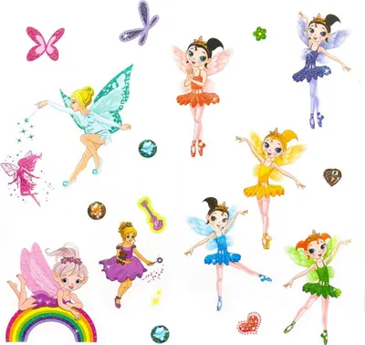 Produktbild von Oblique Unique Feen Elfen Ballerina Engel Tattoo Set mit Glitzereffekt Kinder Tattoos