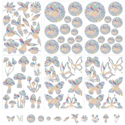 6er Set Fensterbilder Regenbogenfolie Vogelschutz Suncatcher