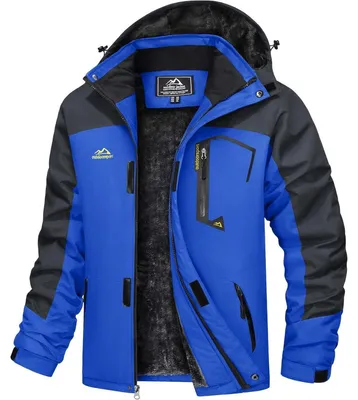 Produktbild von Winterjacke Herren Wasserdicht Winddicht Warm Fleece Blau XXL