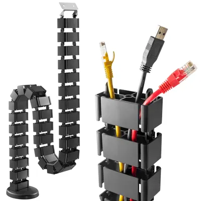 Produktbild von RICOO Kabelkanal für höhenverstellbarer Tisch Kabeldurchführung 128 cm Kabelhalter Schreibtisch Kabelführung Z0101-B Flexibel Kabelkette Kabelschlange Kabel Organizer Kabelmanagement Kabelschlauch – s