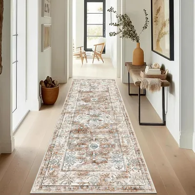 Productafbeelding van Tapijt, lange smalle vorm, 60 x 180 cm, crème kleur, antislip, wasbaar