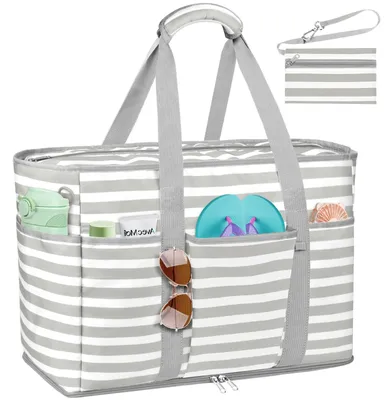 Produktbild von XXL-Strandtasche, wasserdicht – Strandtasche mit Reißverschluss – Tragetasche für Damen – Familien-Umhängetasche – 45 Liter Fassungsvermögen – 12 Fächer – Tragetasche