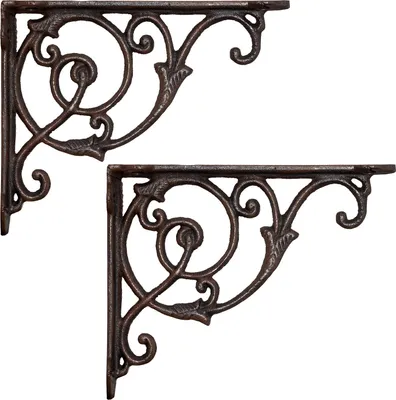 Produktbild von 2 Stück Moritz Regalwinkel Wandwinkel Wandregal 22,5 cm x 18 cm Regalträger Regalhalter Wandträger aus Gusseisen braun