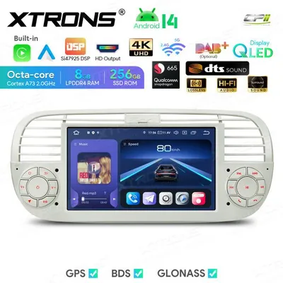 Produktbild von Xtrons IQ7450FLCP Android Autoradio Fiat 500 7 Zoll Navigation Android 14
