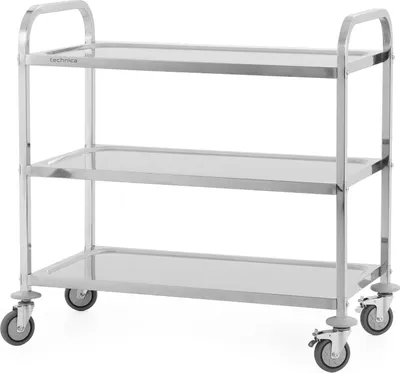 Produktbild von TECHNICA Servierwagen 3-Ebenen Edelstahl | Küchenwagen | 900×500×950 mm | Gastro Transportwagen