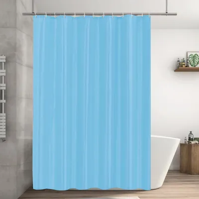 Produktbild von Duschvorhang aus Polyestergewebe, 200 x 200 cm, schimmelresistent, wasserdicht und waschbar, mit 13 Haken, blau