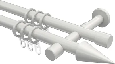 Produktbild von Interdeco Gardinenstange / Vorhangstange Weiß, Typ Prestige Savio (Kegel), 20 mm Ø 2-läufig, 180 cm