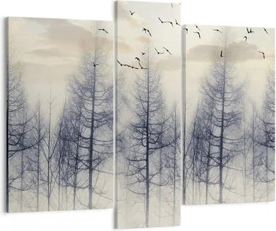 Produktbild von Bild auf Leinwand - Leinwandbild - 3 Teile - Bäume Vögel Himmel - 95x80cm - Wand Bild - Wanddeko - Wandbilder - Leinwanddruck - Bilder - Wanddekoration - Leinwand bilder - Wandbild - CB95x80-4546