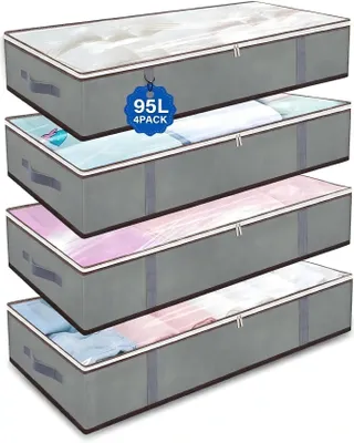 Produktbild von Aufbewahrungsboxen 4 Stück 95 l - Faltbare Aufbewahrungstaschen mit Deckel