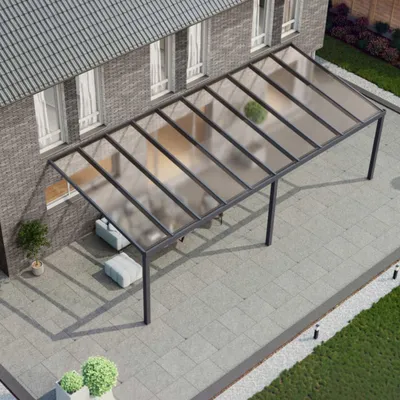 Produktbild von Terrassenüberdachung Alu 10,06x2,5m anthrazit-grau interner Regenwasserablauf