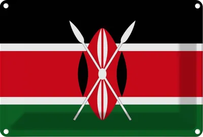 Produktbild von vianmo Blechschild 12x18 cm Kenias Kenya Flagge Fahne Wappen