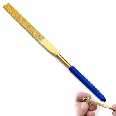 Produktbild von Flache Diamant-Nadelfeile 9,5x180mm Titanbeschichtet mit TPU-Griff