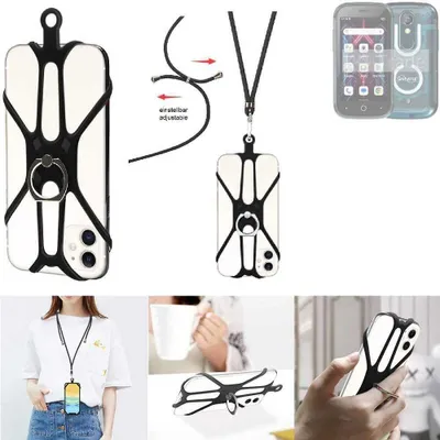 Produktbild von K-S-Trade 3in1 Handykette Handyband Handykordel Halsband Smartphone-Ring Handy-Ring kompatibel mit Unihertz Jelly Star Fingerhalterung Handyring
