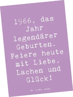 Produktbild von Mr. & Mrs. Panda Postkarte Spruch 1966 Geburtstag - Lavendeltraum - Geschenk, Grußkarte, besondere Geschenke, Postkarten, Happy Birthday, bildkarte, Liebe, Ansichtskarten