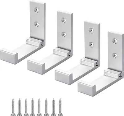Produktbild von Wandhalterungshaken Kleiderhaken 90 ° Klappbar Kopfhörerhalter Faltbarer Wandhaken mit Edelstahlschrauben Geeignet für Küche Bad Wand Büro Garderobe Badezimmer, 4 Stücke (Silber)