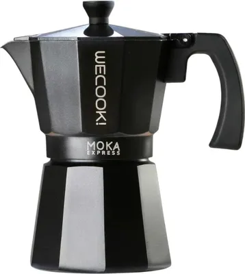 Immagine prodotto di WECOOK! Macchina da caffè espresso nera in alluminio, moka per caffè, capacità: 12 tazze