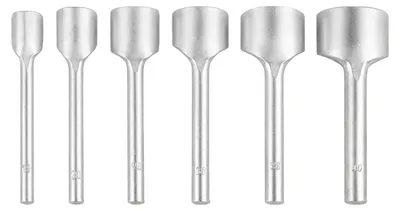 Produktbild von Set mit 7 halbrund geformten Stanzwerkzeugen aus Stahl – für Lederarbeiten und Bastelarbeiten