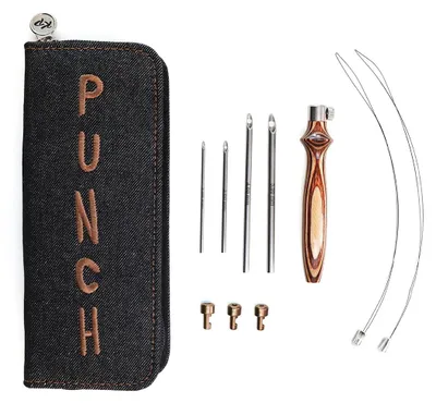 Punch Needle Set, Holzgriff, 4 Nadelgrößen, verstellbar