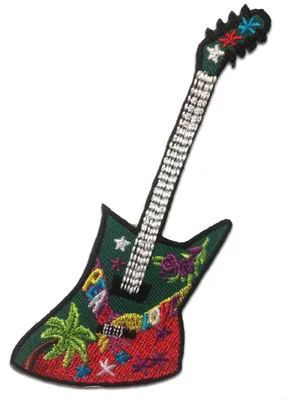 Produktbild von Gitarre Hippie - Aufnäher, Bügelbild, Aufbügler, Applikationen, Patches, Flicken, Zum Aufbügeln, Größe: 5.5 x 12.2 cm