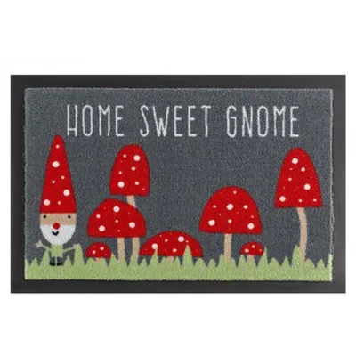 Produktbild von Fussmatte Schmutzfangmatte Home Sweet Gnome Grau Rot 40x60 cm