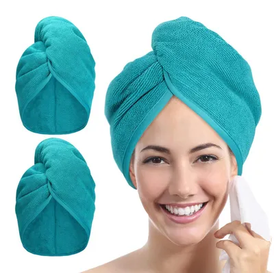 Produktbild von Mikrofaser-Haartuch, Set mit 2 Stück, für schnelles Trocknen der Haare