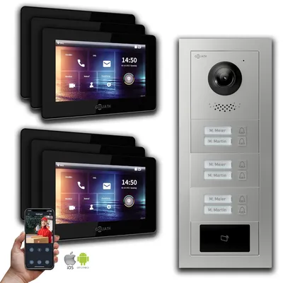Produktbild von Goliath IP Video Türsprechanlage: 7-Zoll 6 Familienhaus, RFID, Silber : 7 Zoll Schwarz : Unterputzdose Monitor Farbe: 7 Zoll Schwarz Montage: Unterputzdose