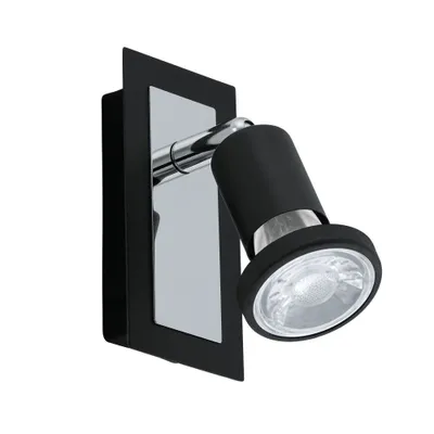 Zdjęcie produktu dla EGLO Sarria, Powierzchniowe spot oświetlenie, Niewymienialne źródło światła, 10 W, 3000 K, 400 lm, Czarny, Chrom