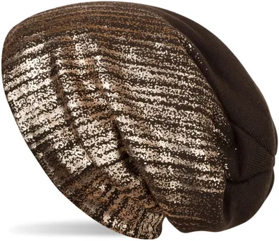 Produktbild von styleBREAKER warme Feinstrick Beanie Mütze mit Metallic Print und Fleece Innenfutter, Slouch Longbeanie, Uni 04024132