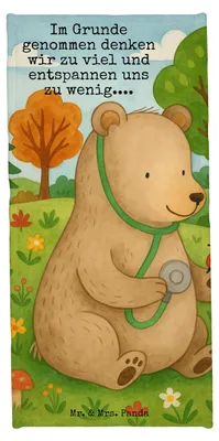 Produktbild von Mr. & Mrs. Panda Sport Handtuch Bär Arzt Design - Blau Pastell - Geschenk, Ärztin, Duschtuch, Professor, Strandtuch, Reisehandtuch, Doktor, Professorin, Badhandtuch