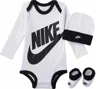Image de Ensemble à manches longues Nike Kids Futura Logo, 3 pièces, blanc, 0-6 mois, enfants, blanc, 0-6 mois