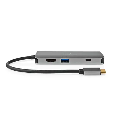 Image de Nedis Adaptateur USB multi-ports - 7-en-1 - USB 3.2 Gen 1 - USB-C mâle - Sortie HDMI / Micro SD / RJ45 femelle / SD / USB-C femelle / 3x USB-A femelle - 5 Gbps - 0.20 m - rond - plaqué or - PVC