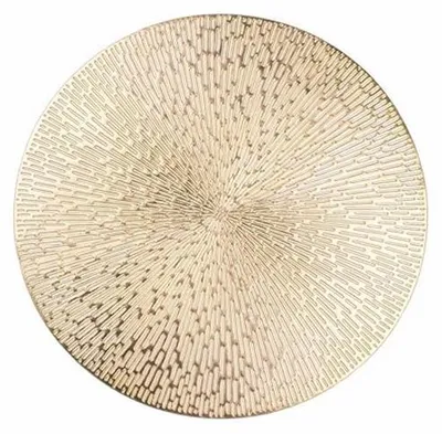 Imagen del producto de Juego de manteles individuales de vinilo, 6 unidades, 35 cm, color dorado metálico, lavables, antideslizantes, resistentes al calor, ideales para bodas y celebraciones