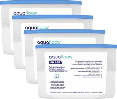 Obrázek produktu pro AquaFloow Náplň pohlcovače vlhkosti 600 ml - bez zápachu 4 kusy | Pohlcovač vlhkosti v místnosti |