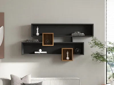 Produktbild von Skye Decor, Karen - Walnut, Anhtacite, Wandregale, Nussbaum, 120 x 75 x 22 cm