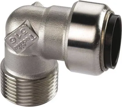 Produktbild von Edelstahl Steckfitting Tectite Übergangswinkel 90° Außengewinde 15 mm - 1/2' DVGW