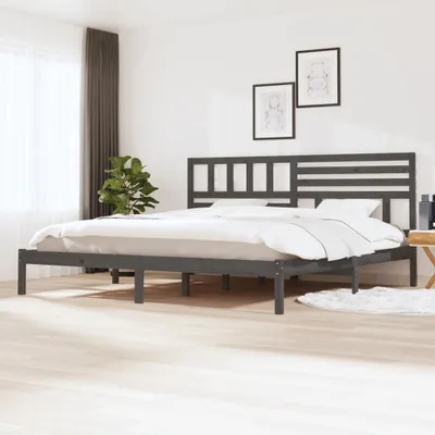 Produktbild von The Living Store Massivholzbett Grau Kiefer 200x200 cm