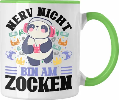 Produktbild von Trendation - Zocker Tasse Geschenk Nerv Nicht Bin Am Zocken Gamer Geschenkidee Lustiger Spruch Gaming (Grün)
