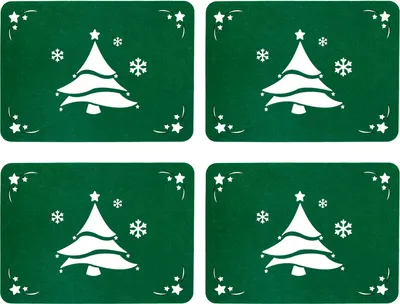 Produktbild von Oblique Unique 4 Filz Platzmatten Untersetzer Tannenbaum Weihnachtsbaum als Tischdeko Weihnachtsdeko - grün