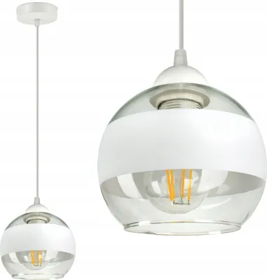 Zdjęcie produktu dla Lampa Wisząca Sufitowa Żyrandol Biała Szklana Kula White Belt EZ1 LED E27