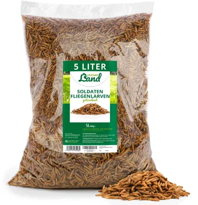 Produktbild von WILDLIFE HOME Feinkost Soldatenfliegenlarven getrocknet 5 Liter für Ziergeflügel, Reptilien - Ziergeflügelfutter ohne Zusätze