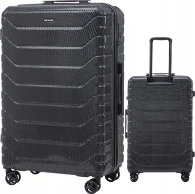 Zdjęcie produktu dla WINGS Duża walizka podróżna XXL Polycarbon z zamkiem TSA, 96 l, czarna