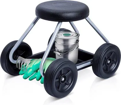 Immagine prodotto di Sedia da giardino con rotelle - Sedia da giardino - Sedia pieghevole - Sedia da giardino - Giardinaggio