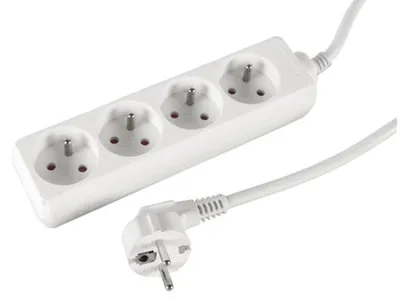 Zdjęcie produktu dla Gniazdo 4-gniazdowe - kabel 1,5 m - białe - gniazdo francuskie