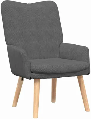 Produktbild von Dunkelgrauer Polstersessel mit Plüscharmlehnen, bequemer Stoff-Einzelsessel für Wohnzimmer und Büro, Loungesessel mit Massivholzbeinen, 63 x 67 x 94 cm