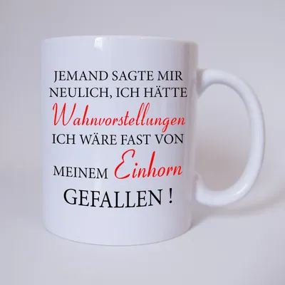 Immagine prodotto di TassenKing: Qualcuno mi ha detto l'altro giorno che ho delle idee strampalate. Quasi sono caduta dal mio unicorno! - Tazza - Tazza da caffè - Tazza con scritta
